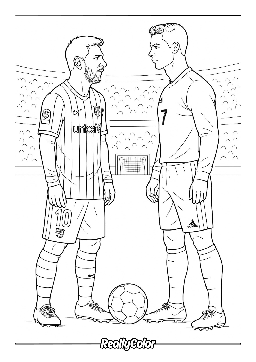 Messi and Ronaldo coloring page