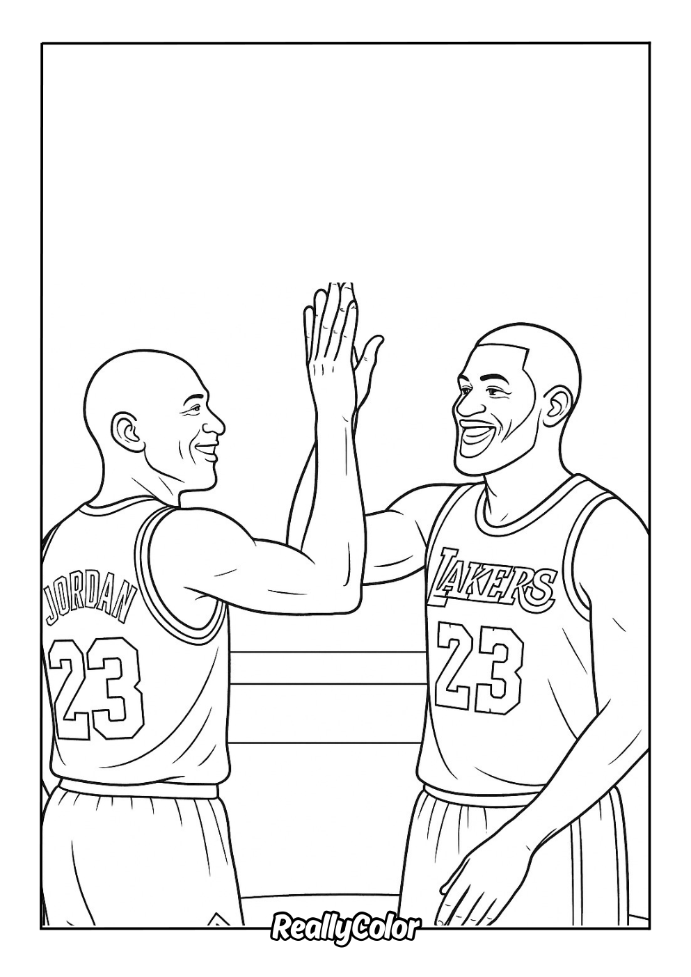 Michael Jordan and LeBron James coloring page