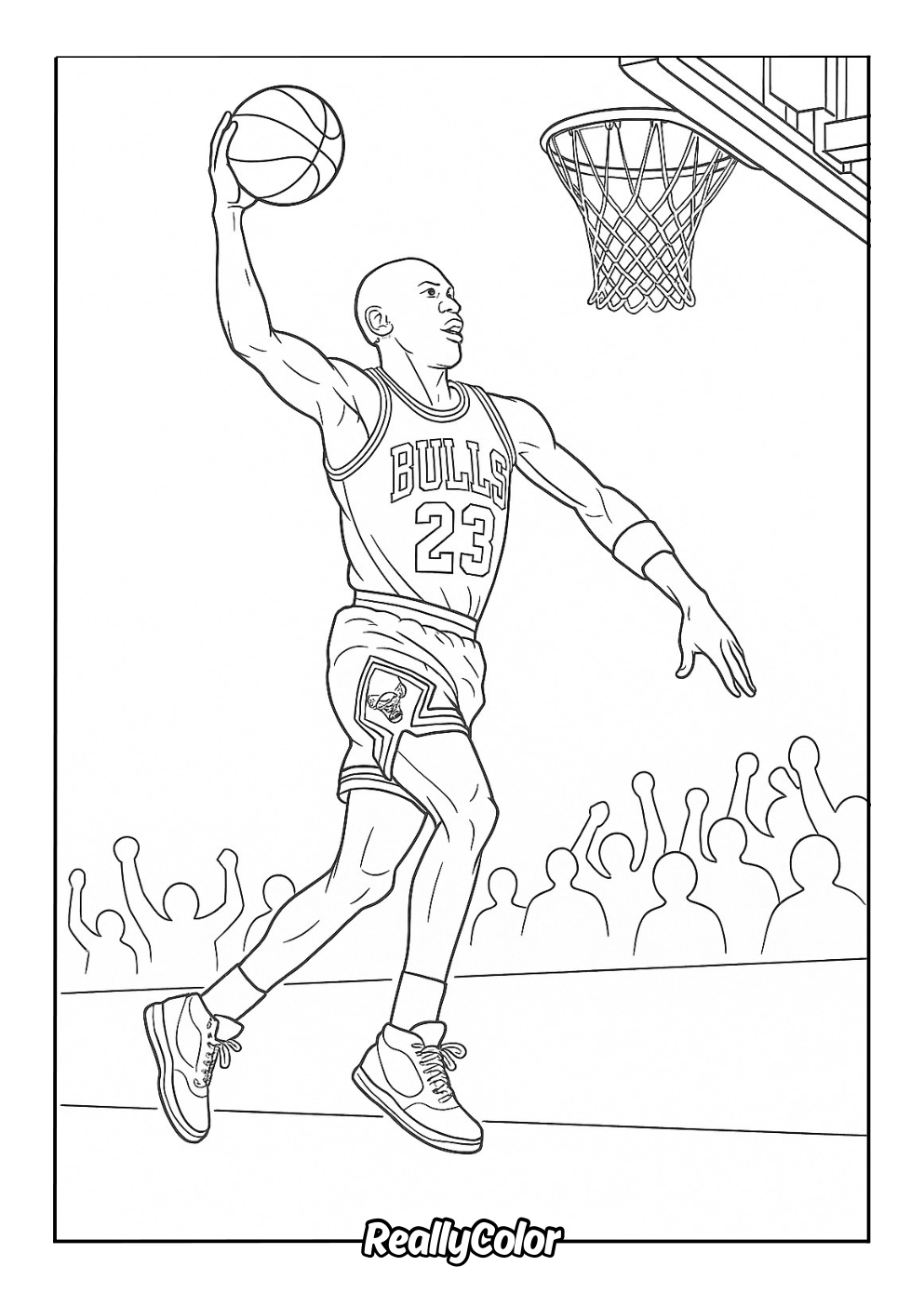 Michael Jordan slam dunk coloring page