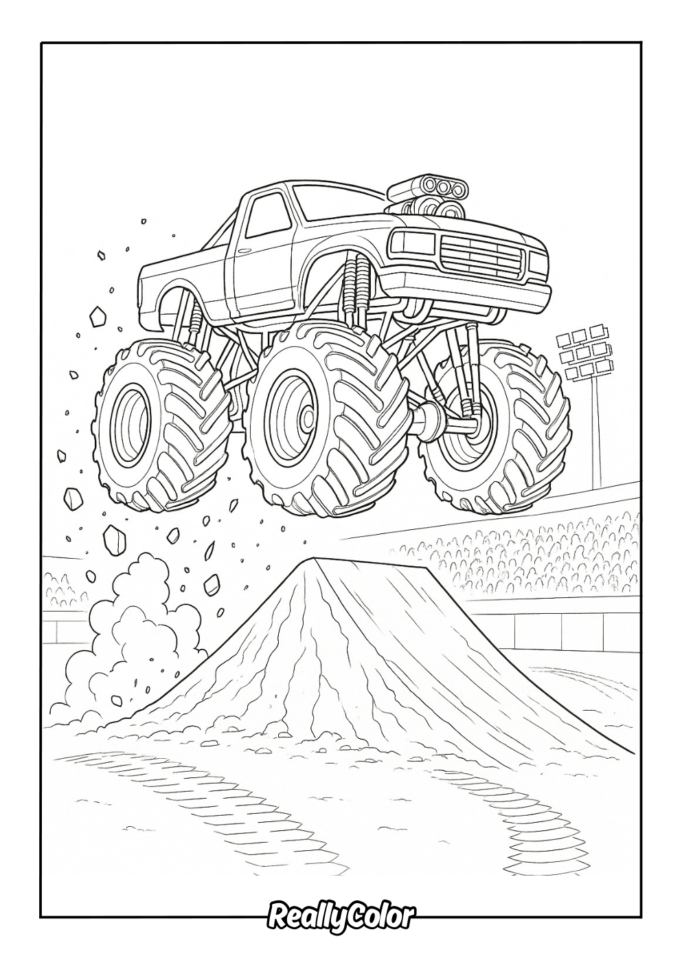 Monster truck jumping in the air 