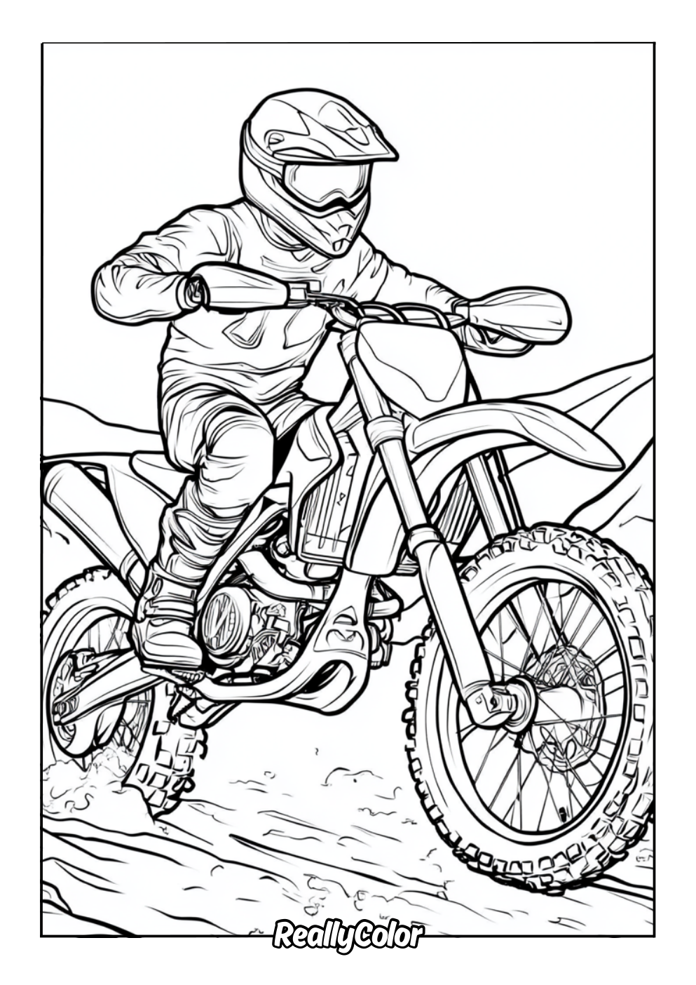 Realistic coloring page of a dirt bike