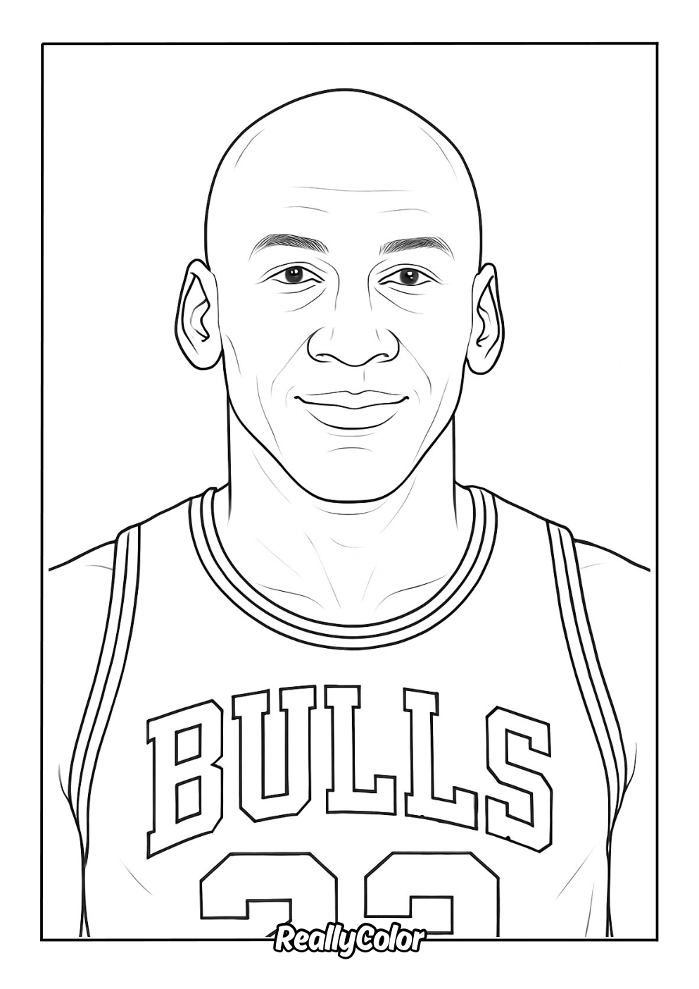 Simple coloring page of Michael Jordan