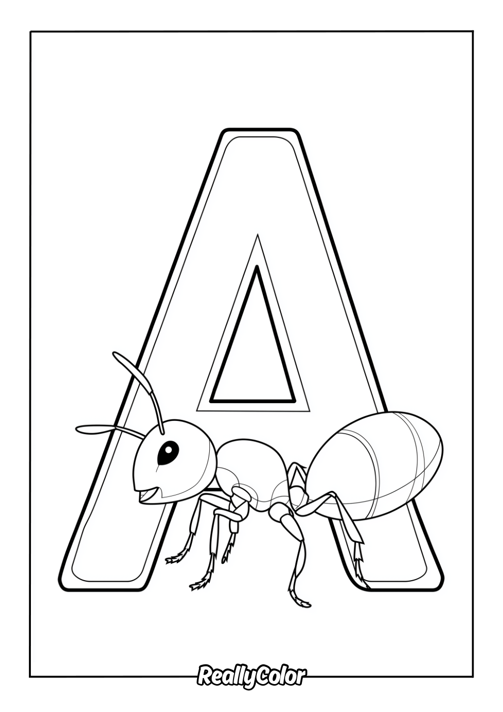 A is for Ant coloring page