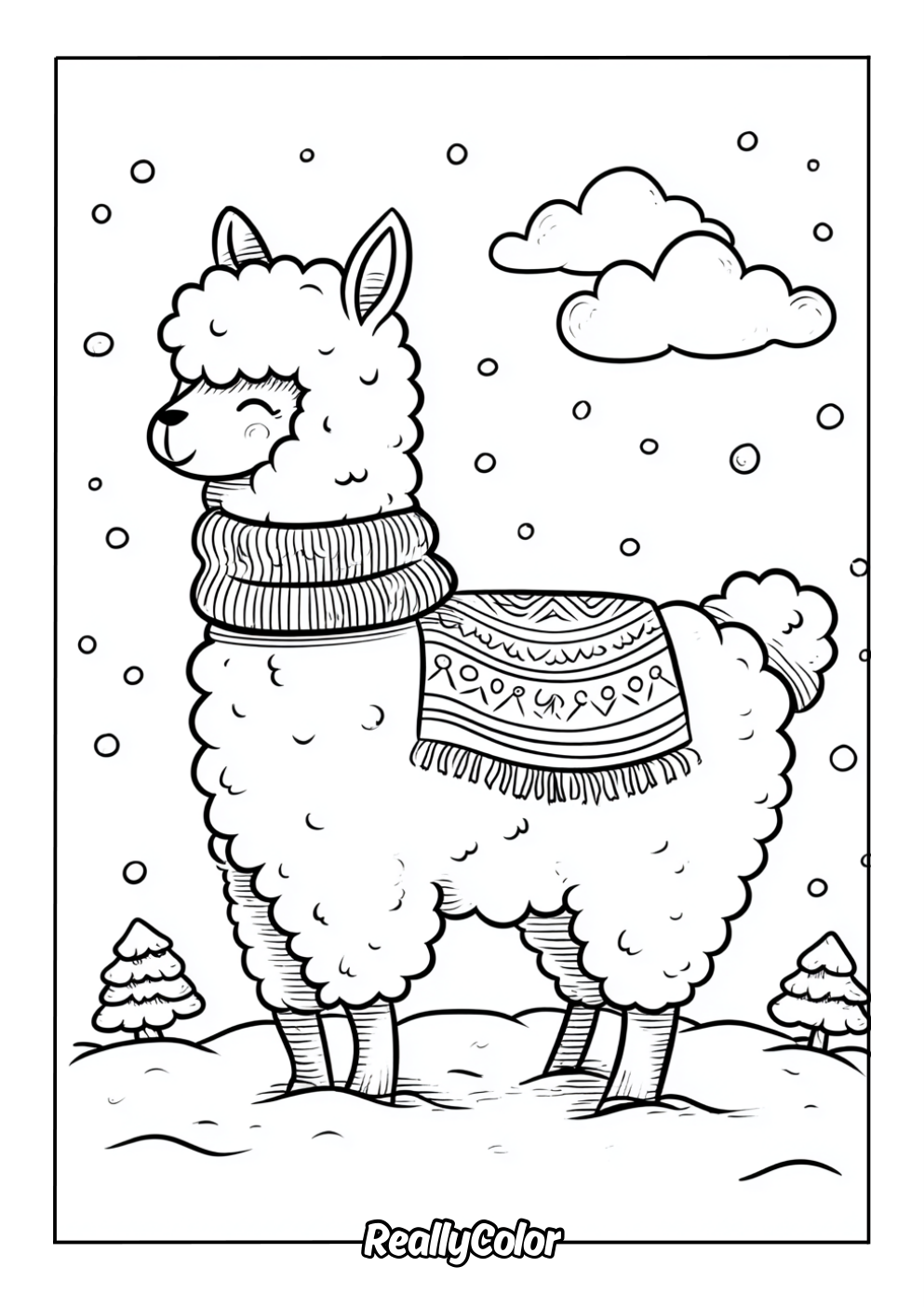 Adorable alpaca color page