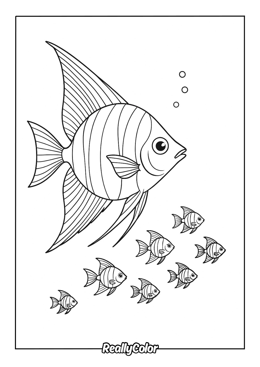 Angelfish with baby fish coloring page
