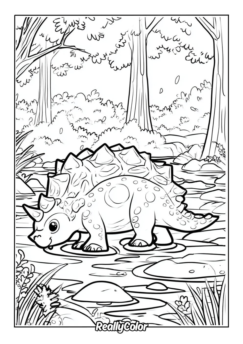 Ankylosaurus dinosaur coloring page for adults