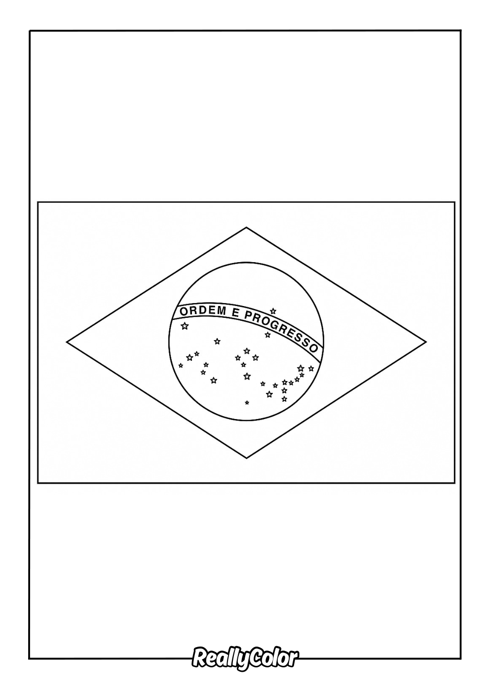 Brazil flag coloring page