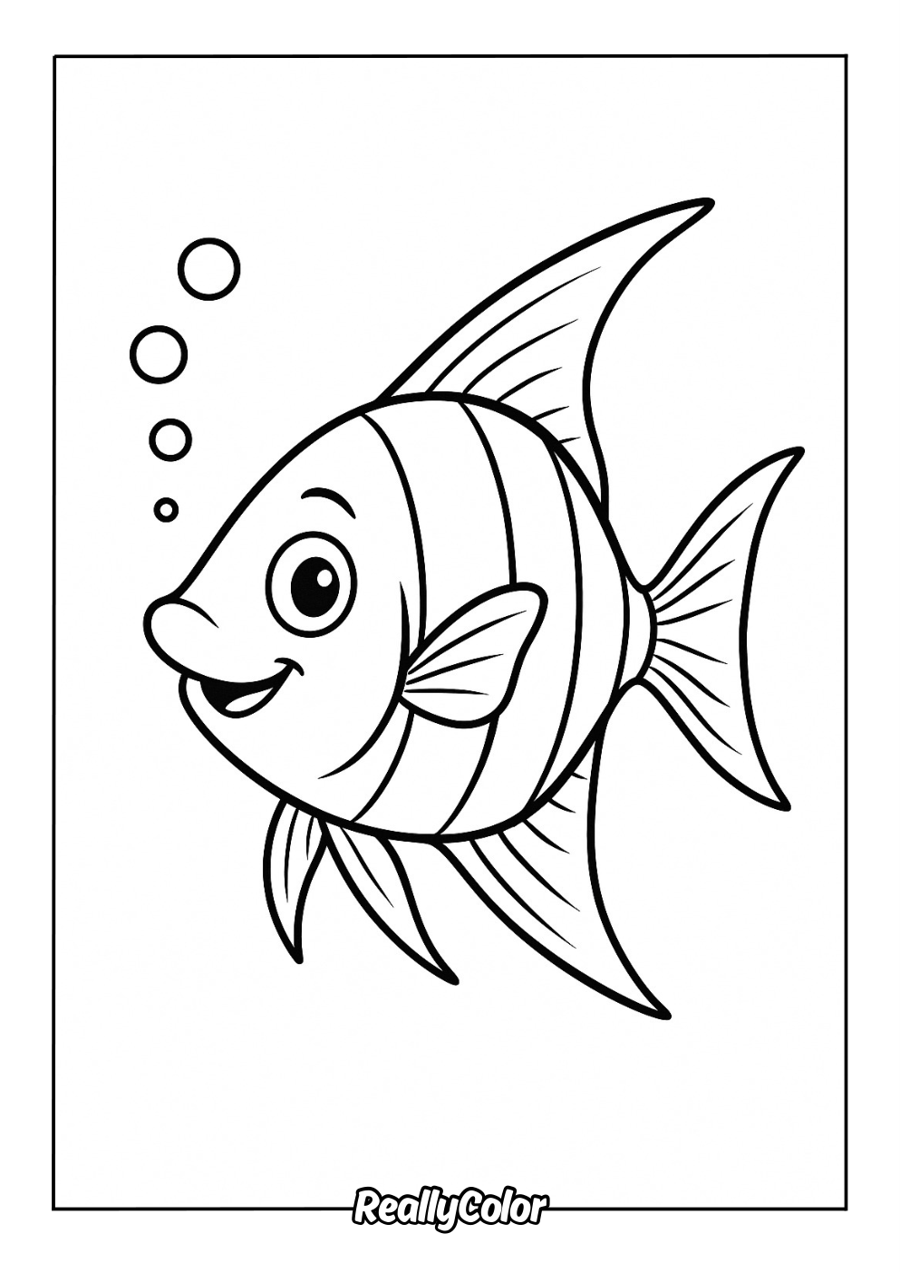 Cartoon angelfish coloring page