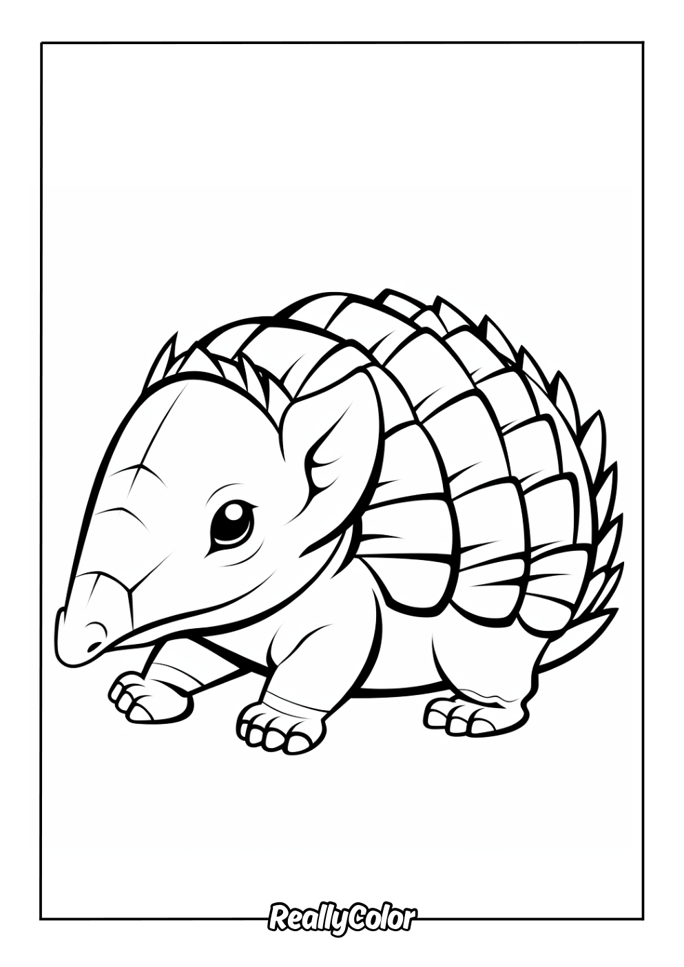 Cartoon armadillo coloring page