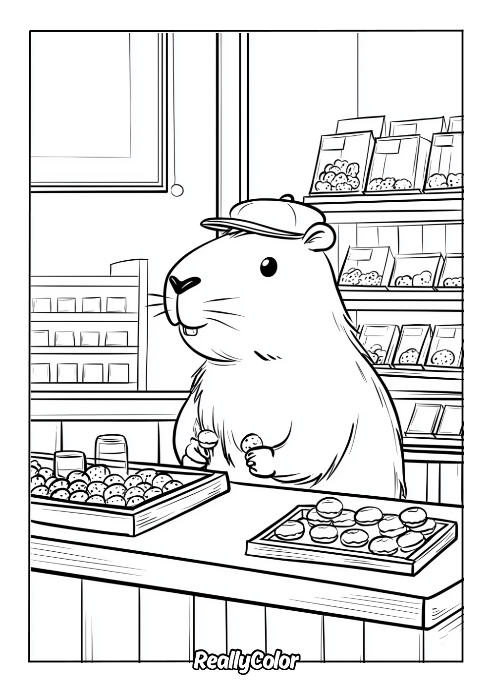 Cartoon beaver coloring page