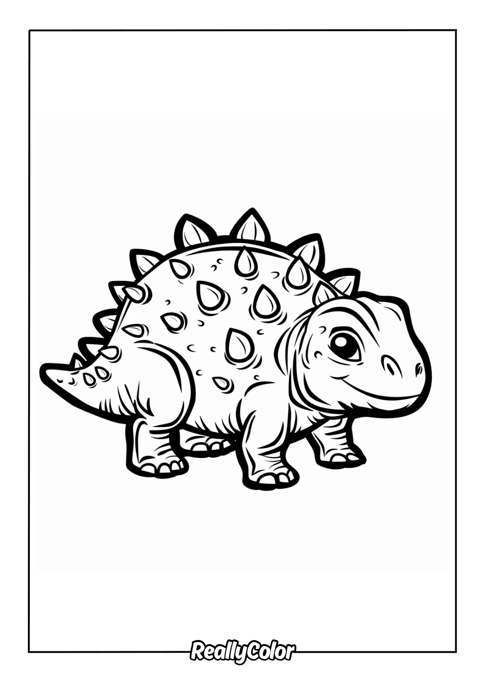 Cute ankylosaurus coloring page