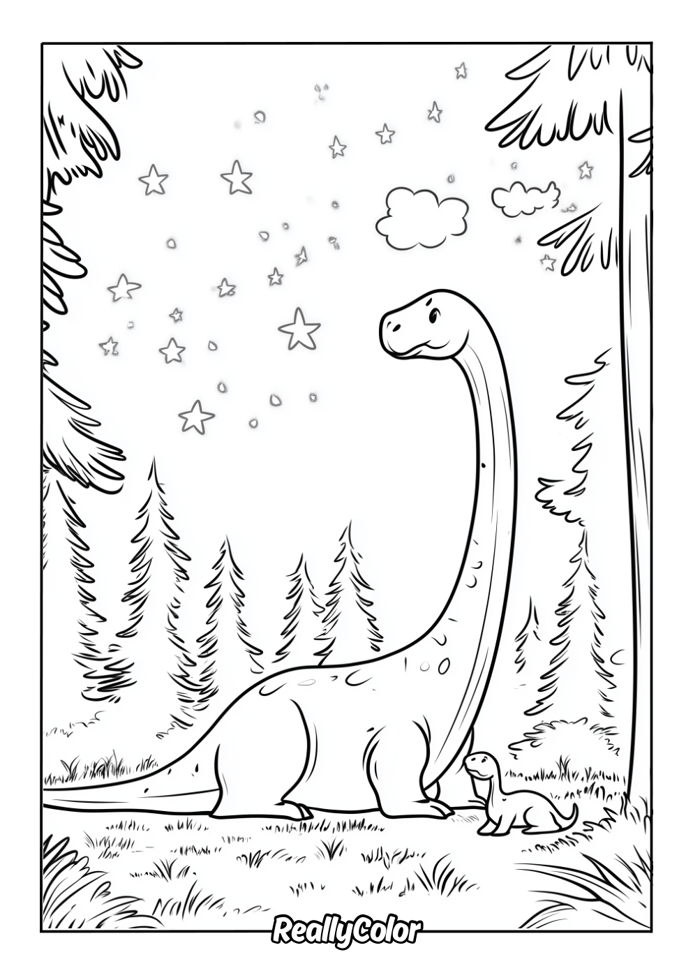 Cute brachiosaurus coloring page