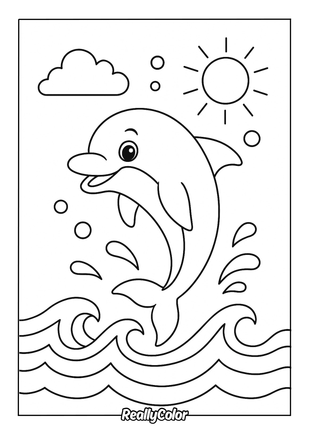 Cute cartoon dolphin jumping out of the water