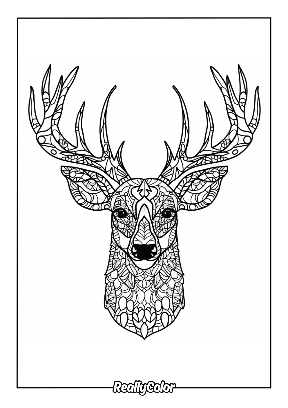 Deer mandala coloring page for adults