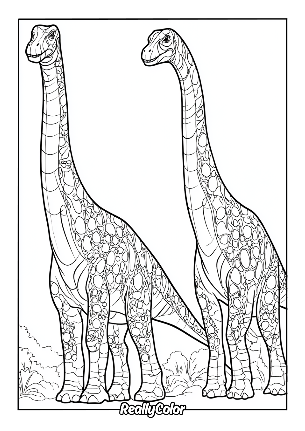 Detailed brachiosaurus coloring page for adults
