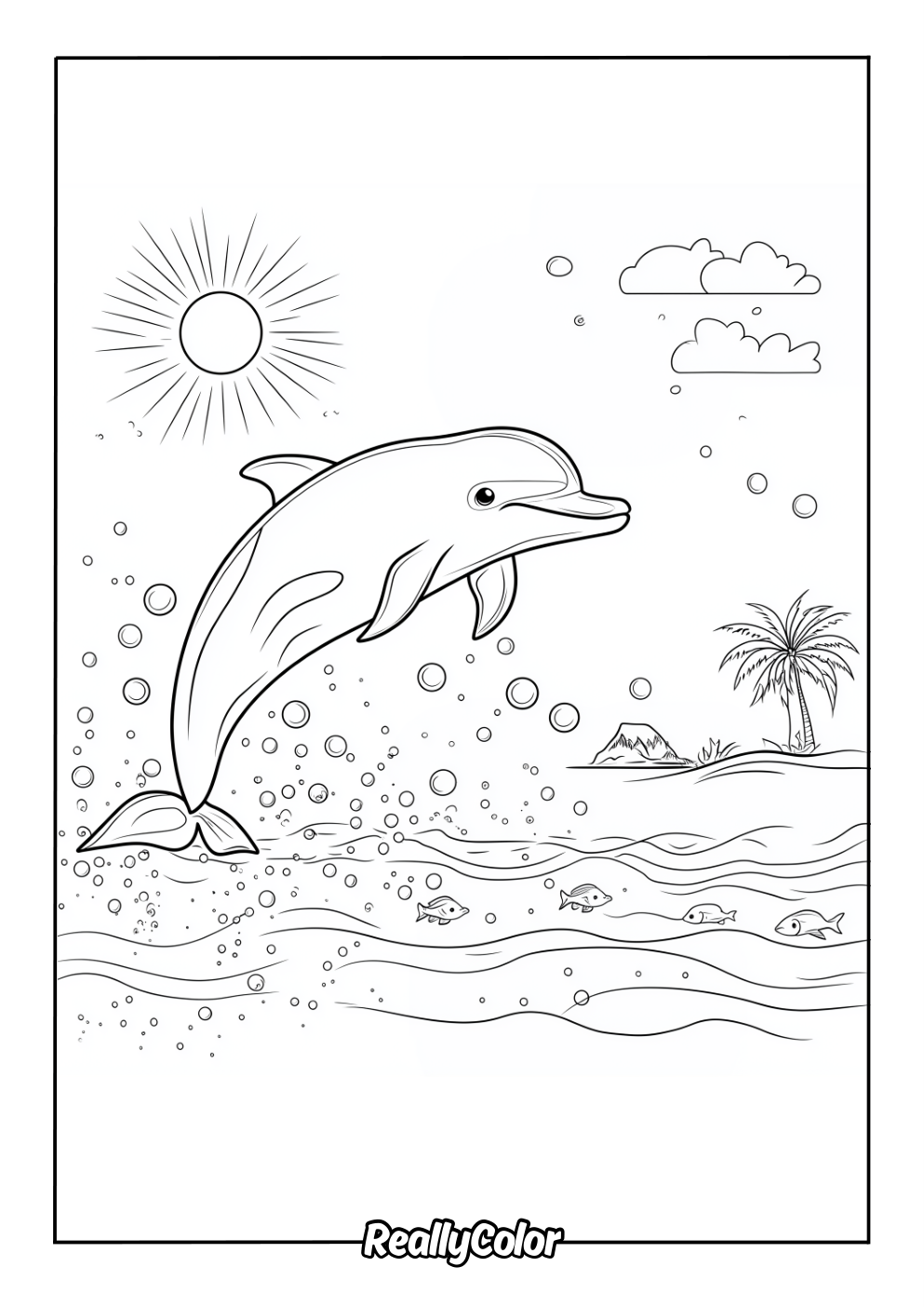 Dolphin coloring page for adults