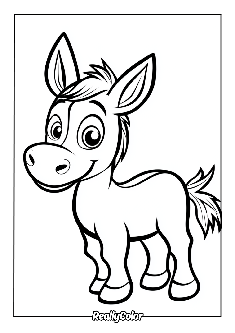 Easy donkey coloring page for kids
