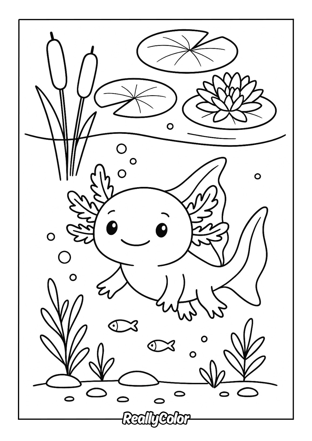 Free axolotl coloring page