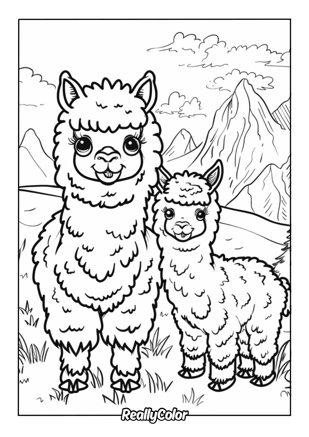 Free printable alpaca coloring page