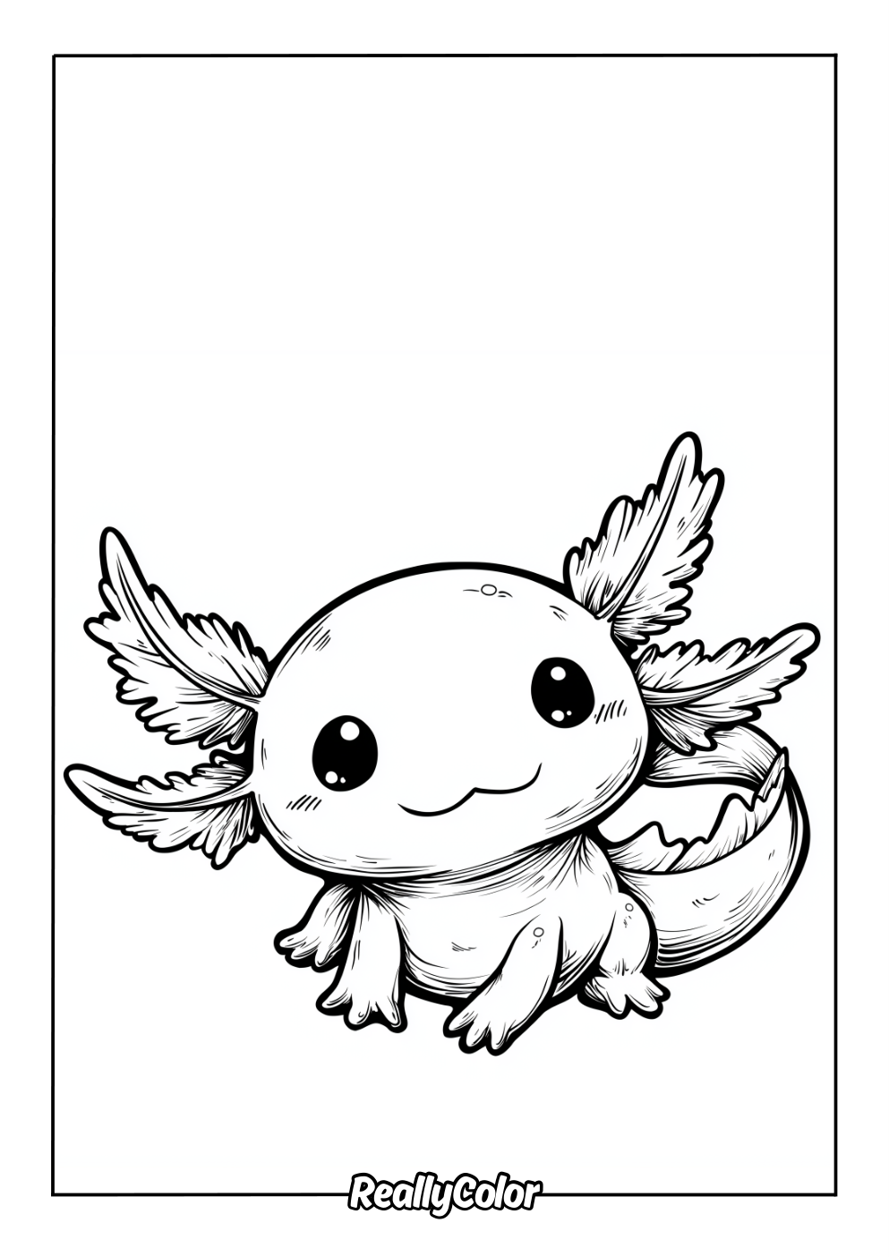 Free printable coloring page of an axolotl