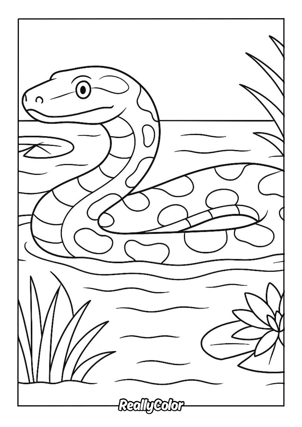 Fun anaconda coloring page