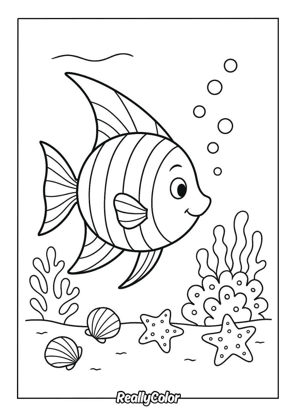 Fun coloring page of an angelfish