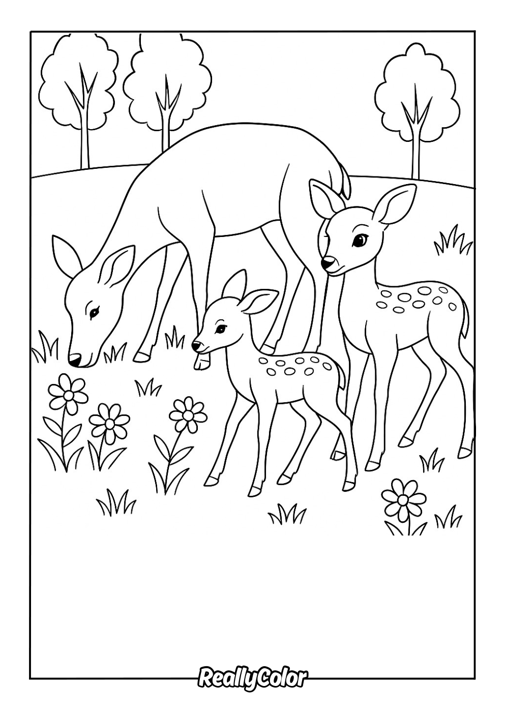 Fun coloring page of deer