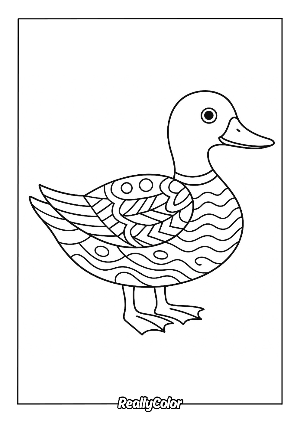 Fun duck coloring page for kids
