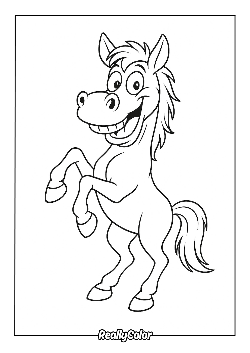 Funny cartoon donkey coloring page
