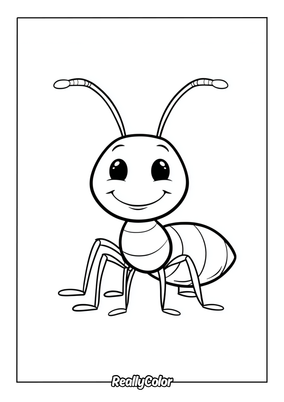 Happy ant coloring page