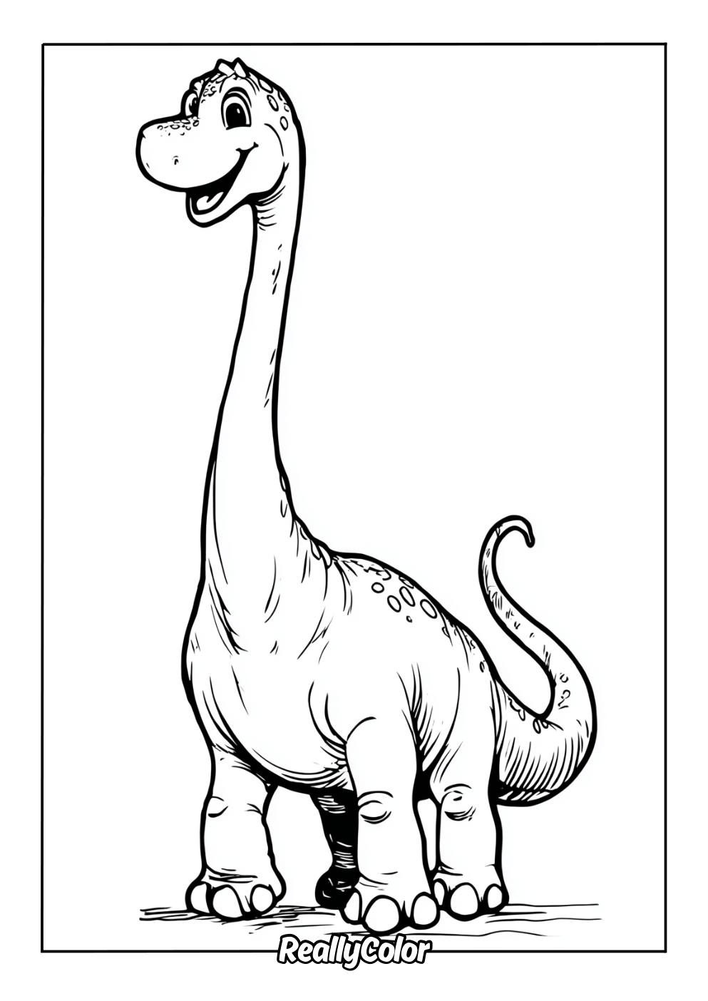 Happy brachiosaurus color page