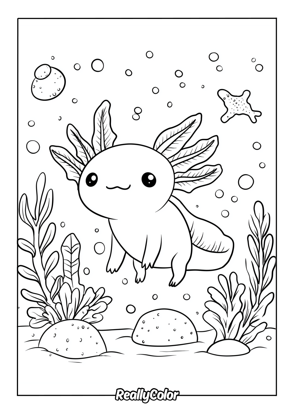 Printable axolotl coloring page
