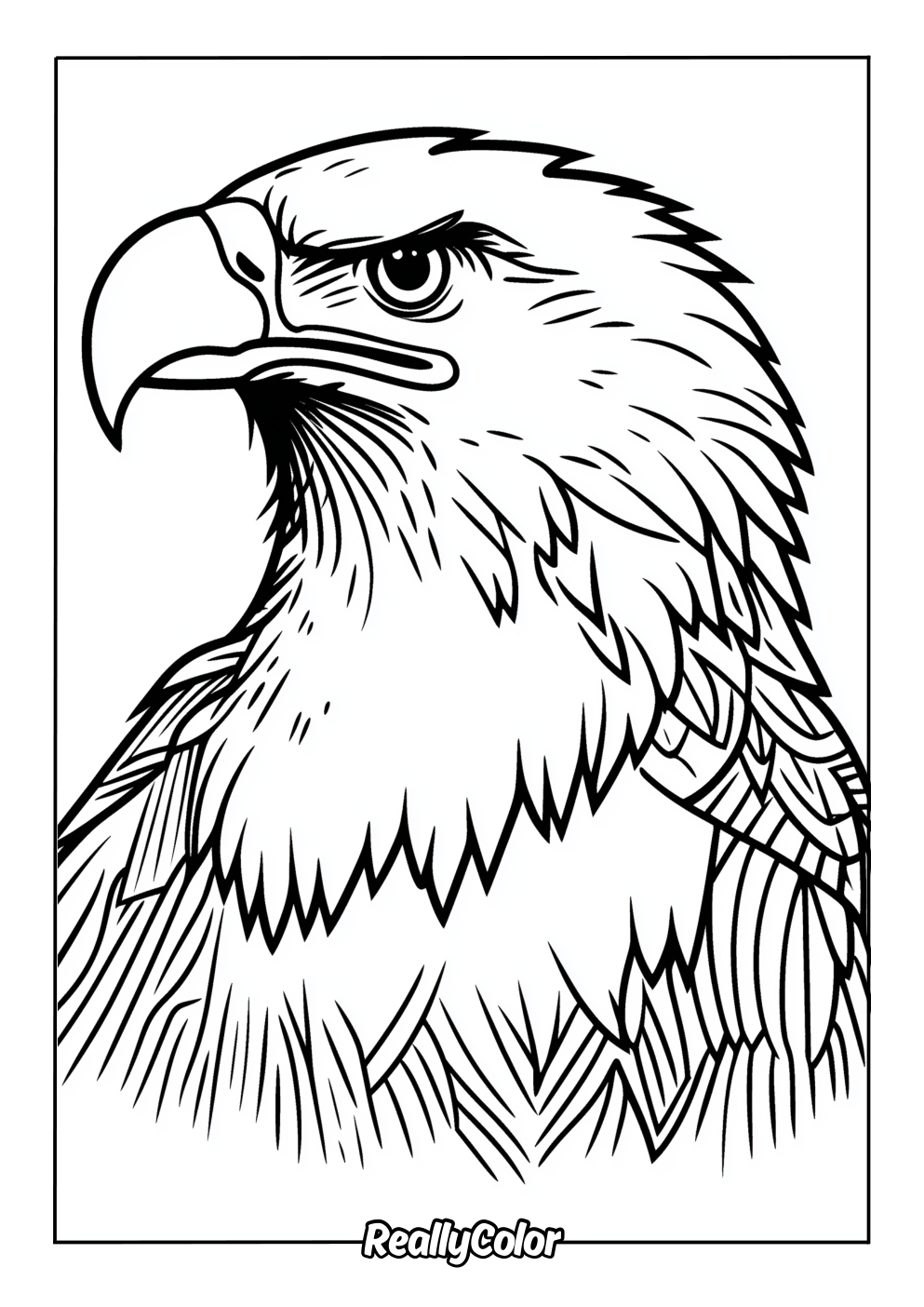 Printable coloring page of an eagle head