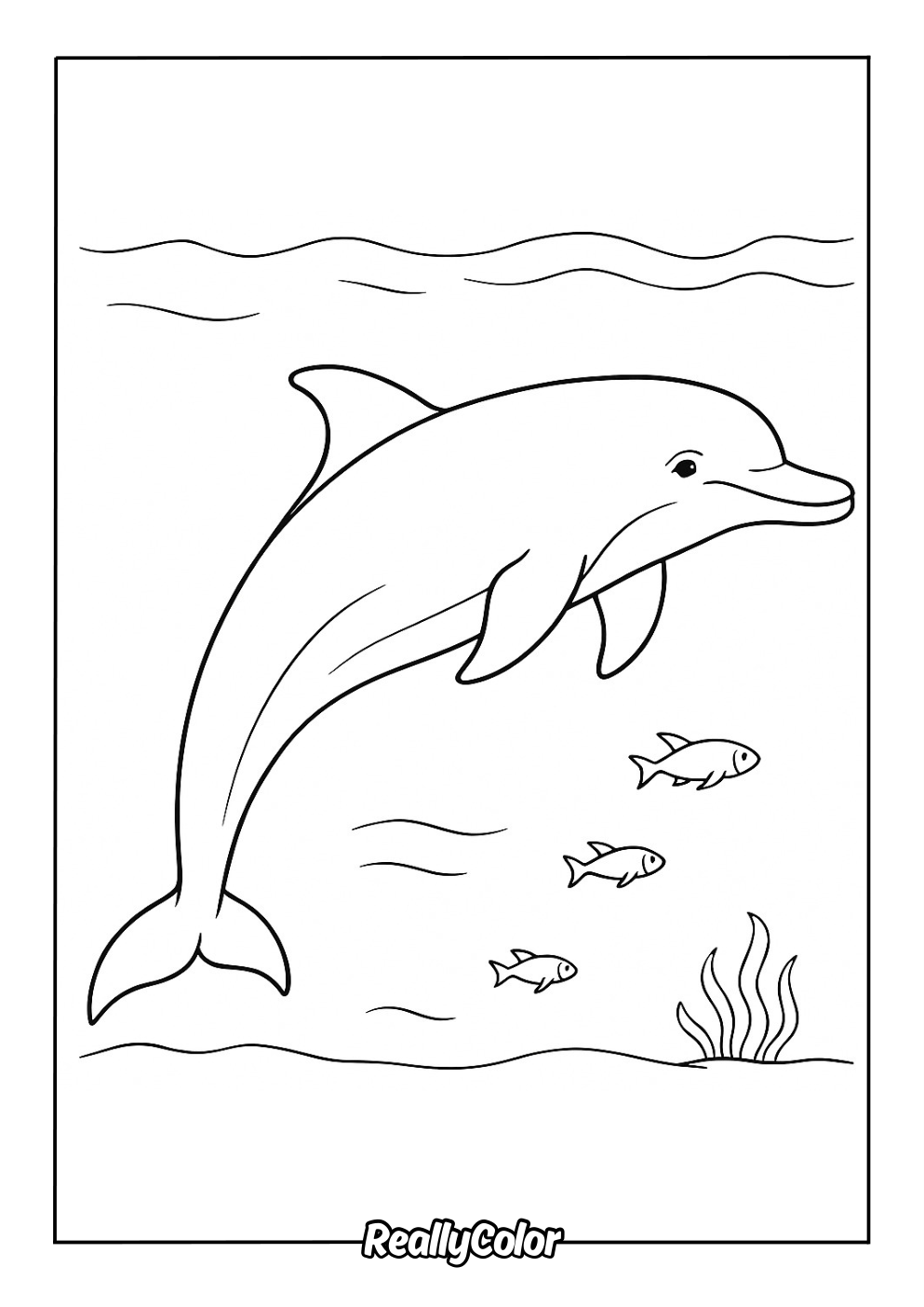 Printable dolphin coloring page for kids