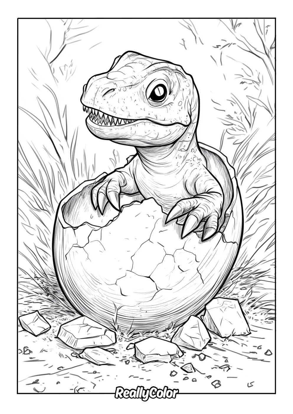 Realistic dinosaur egg coloring page