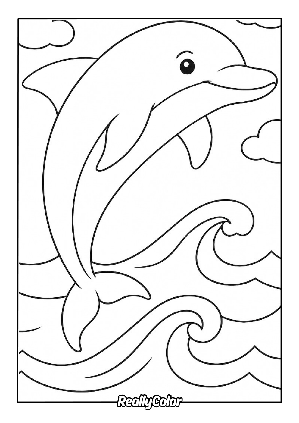 Simple cartoon dolphin for coloring