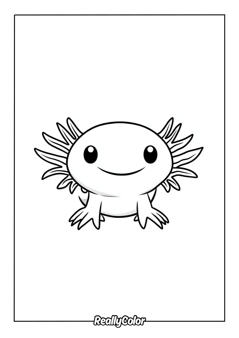 Simple coloring page of an axolotl