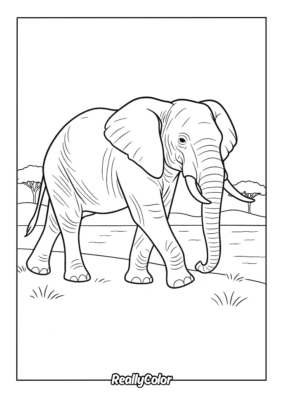 Simple elephant easy to color