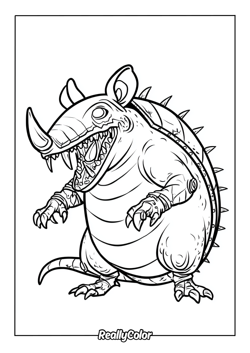 Zombie armadillo coloring page